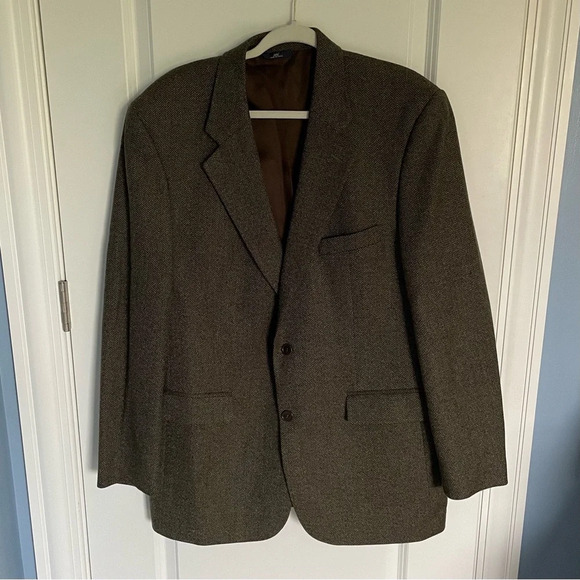 Brooks Brothers Brown 2 Button Herringbone Sport Coat Blazer Jacket nbnn - Picture 2 of 16
